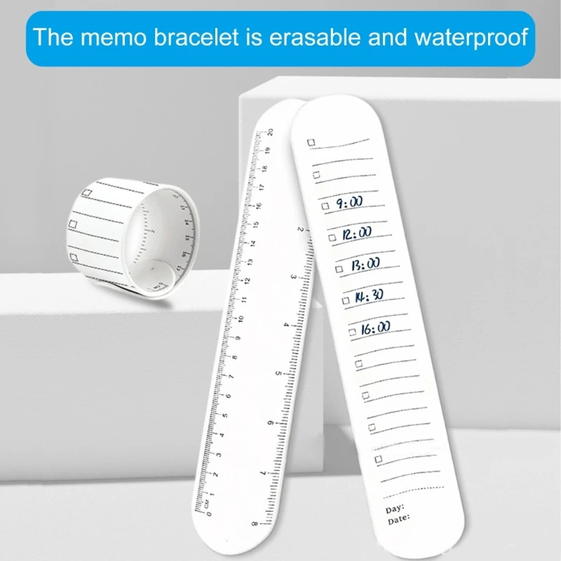 Multifunctional 3-in-1 Slap Bracelets, Memos Pad, Ruler, Writable Erasable Slap Bracelets for Memos Notes Timetable