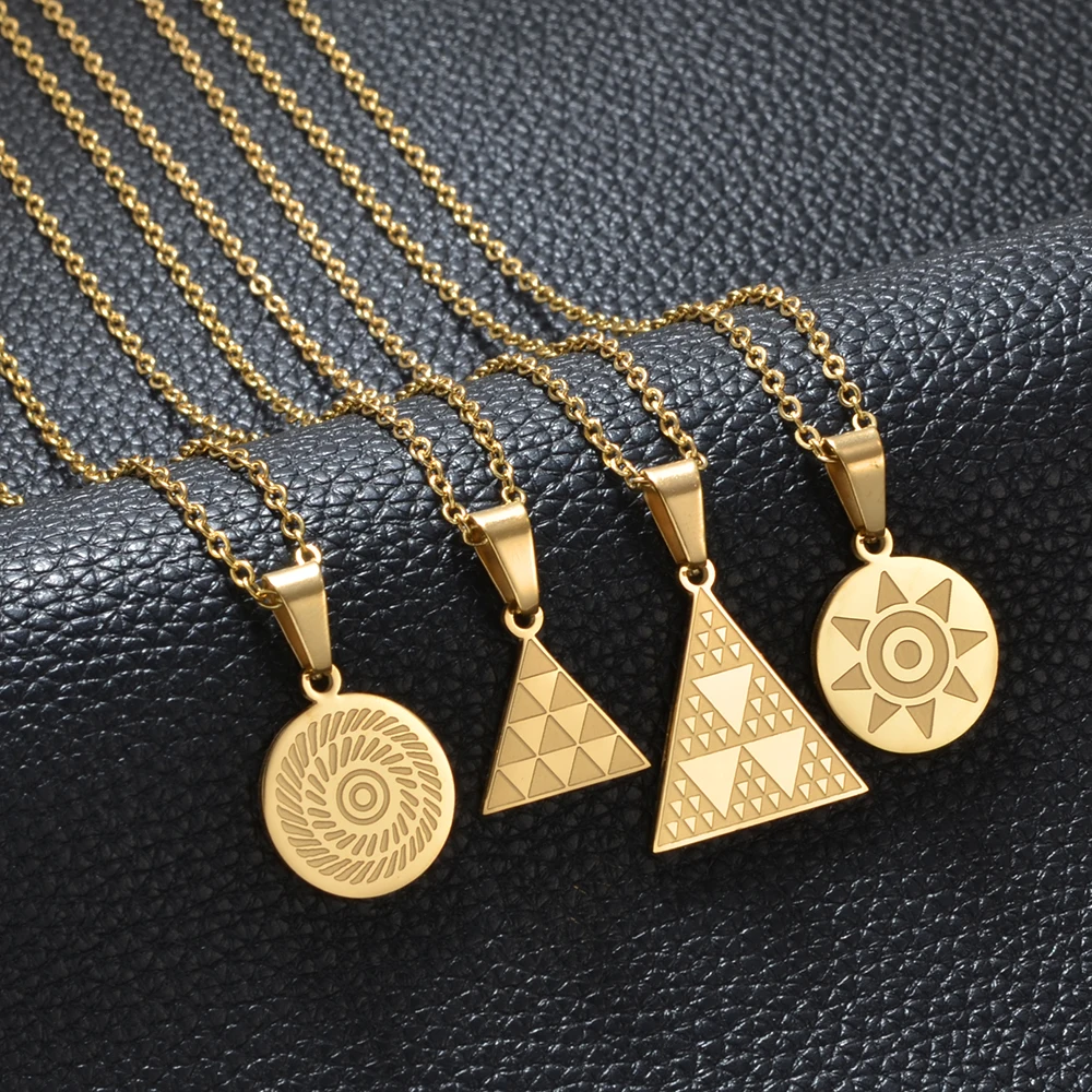 Pintadera Canaria España, Collares con Colgante de Símbolos Étnicos Tradicionales para Mujer, Joyería para Niñas # 612062