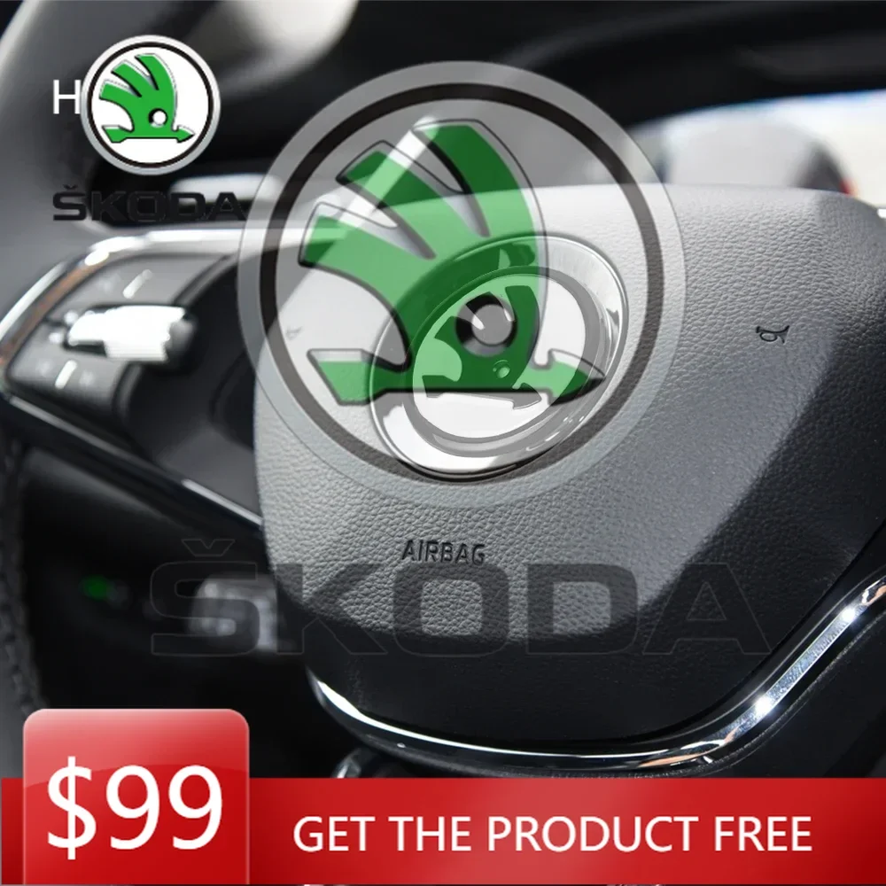 

Декоративные наклейки на руль для Skoda, 47 мм, аксессуары для интерьера автомобиля, для Skoda Superb, Octavia, Rapid, Kodiaq, Kamiq, Karoq, Fabi