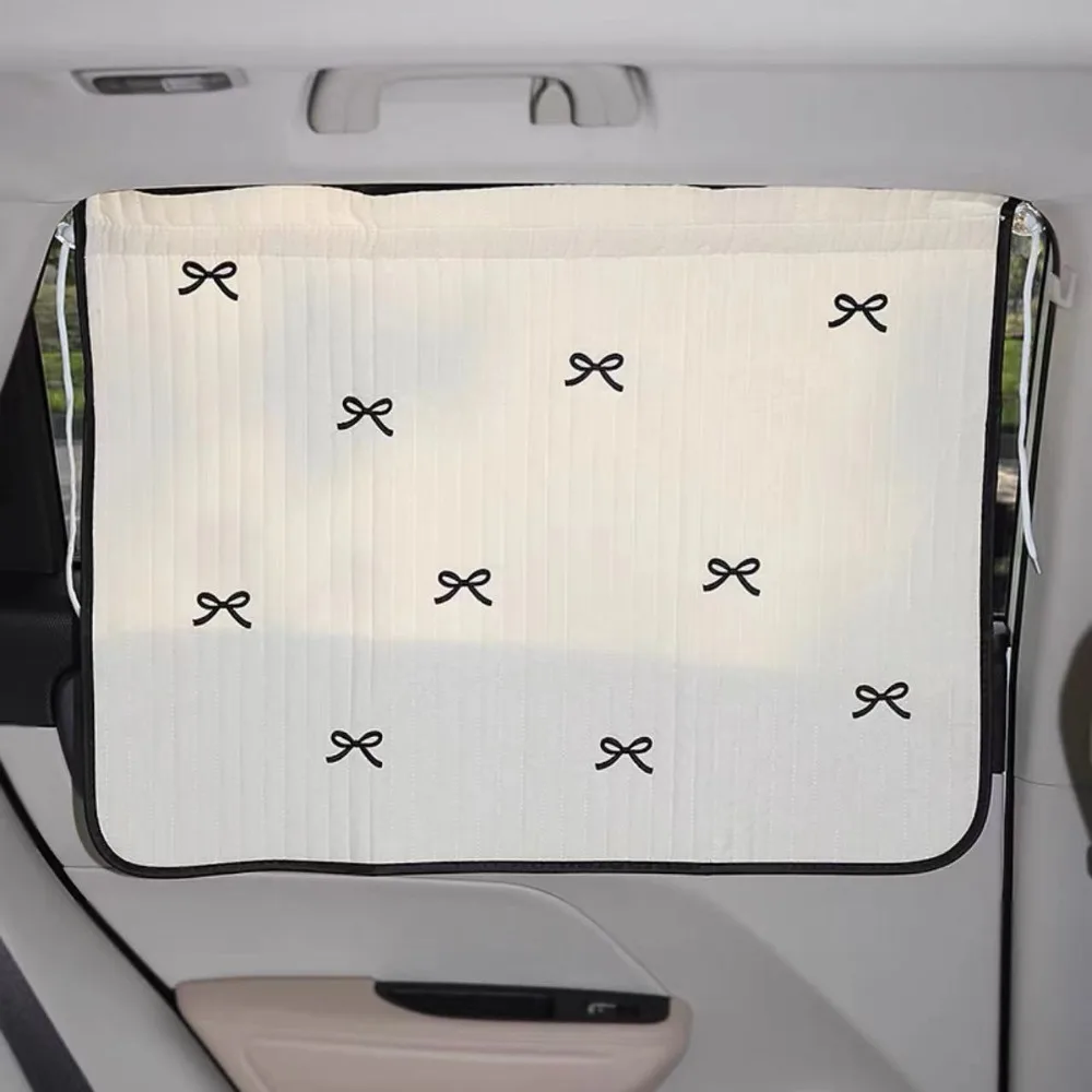 Cute Cartoon Embroidered Thickened Cotton Baby Car Window Sunshade Cover UV Protection Suction Cup Installed Sliding Curtain
