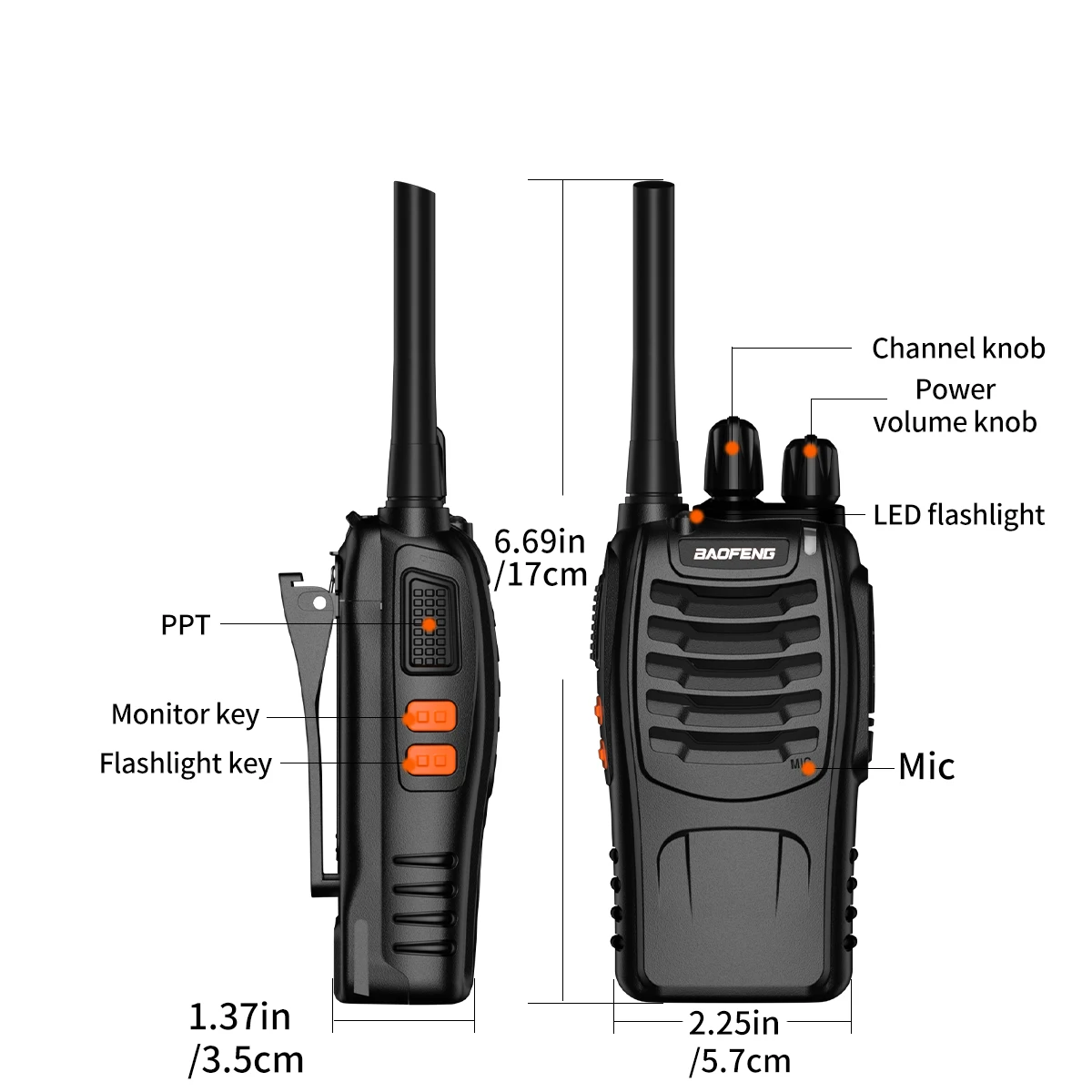 2 قطعة Baofeng BF-888S الأصلي المحمولة اللاسلكية جهاز اتصال لاسلكي Uhf 400-470 ميجا هرتز USB تهمة اتجاهين راديو لحم الخنزير للصيد