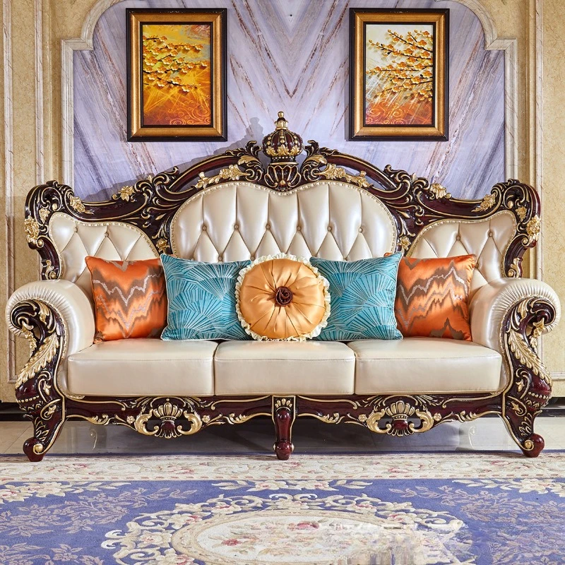 Sofa kulit ruang tamu sofa kulit sapi vila apartemen besar