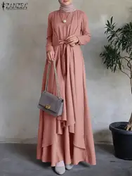 ZANZEA Autumn Fashion Muslim Dress Women Long Sleeve Abaya Sundress Casual Loose Islamic Clothing Eid Mubarek Vestidos Oversized