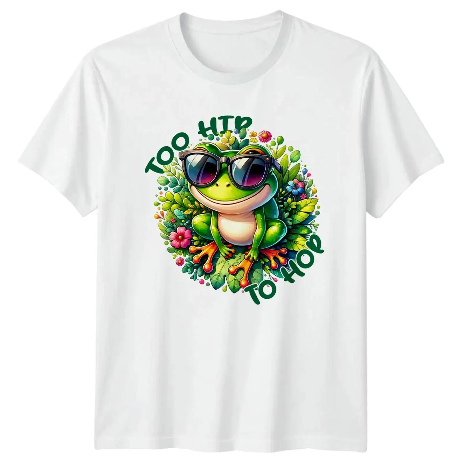 Lustiges T Shirt Frosch trägt Farben zu hip to hop Wortspiel vintage Washed Top For Everyday Wear Versatile Stretched Slightly
