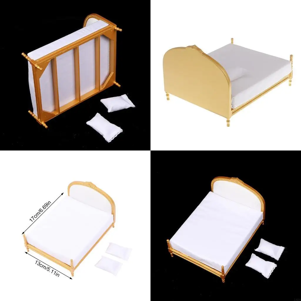 

54DA Exquisite Miniature Golden Bedroom Fabric Constructed 1:12 Scale Model