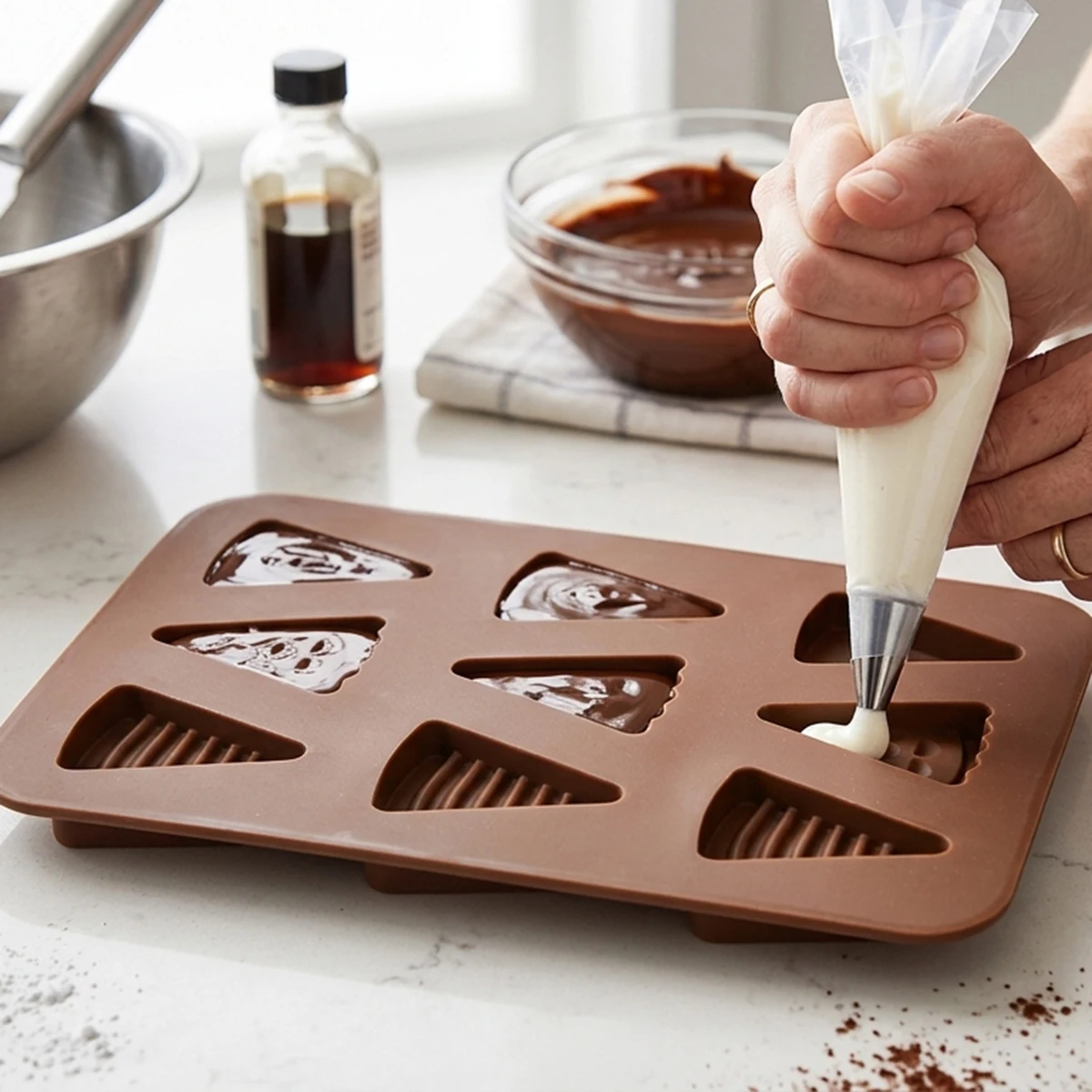 9-compartment Triangular Silicone Mould For Biscuits, Chocolates And Sweets; Ice Cube Tray; Cake And Baking Mould