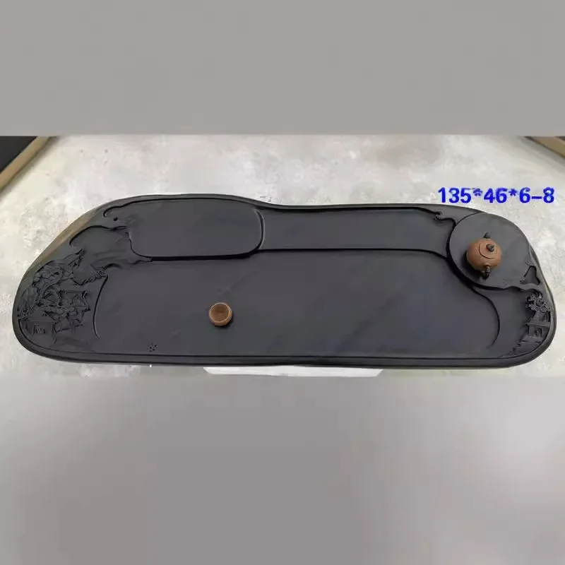 Natural inkstone stone carving household  sea stone kung fu tea set rough stone tray table  art