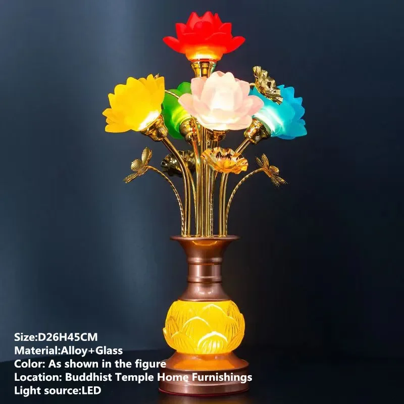 Saman farbige LED Lotus Tisch lampe für Buddha Lampe Haushalt Buddha Halle Lampe Glas lampe Tempel Anbetung Buddha Front lampe