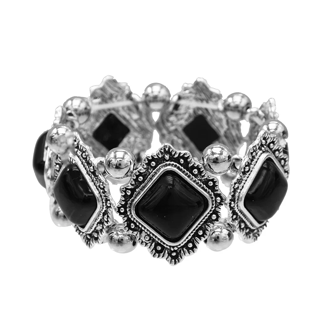 

n Sle Elastic Stone Inlaid Geometric Bracelet Four Colors Available Ethnic Faion Jewelry Women's Accory