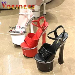 Women Platform Sandals 17CM Simple Style Party High Heels Sexy Pole Dancing Shoes Summer Models Walking Show Pumps Plus Size 43