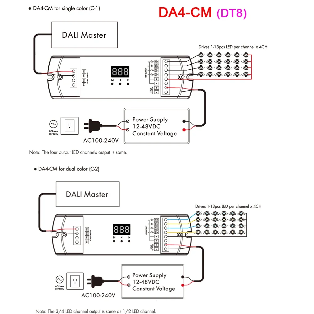 Skydance DT6/DT8 Constante Stroom 4CH DALI Dimmer 4 Kanaals PWM dimmen Numerieke display Controller DC12V-24V