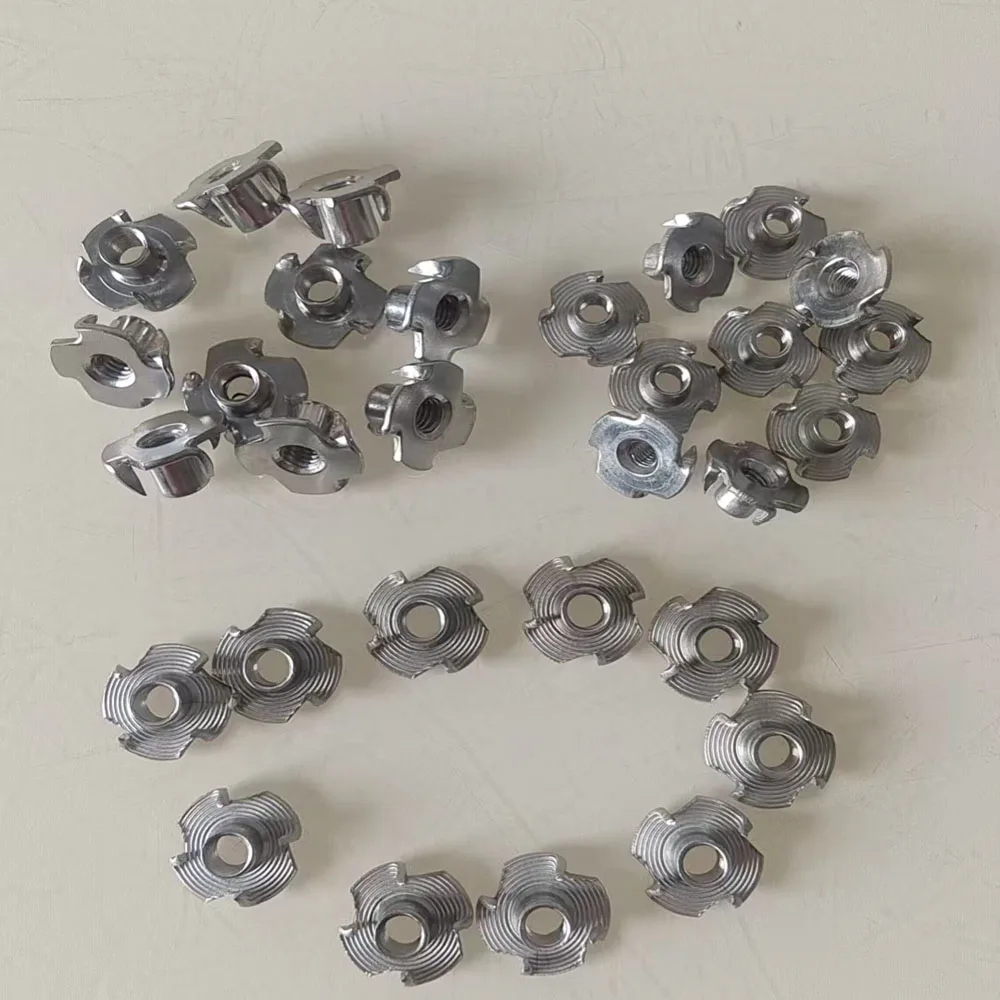 304 Stainless Steel Four‑Claw T‑Nut Wood Insert Nut Metric Imperial M4‑M10 1/4‑20 5/16‑18 3/8‑16 for Wood Furniture