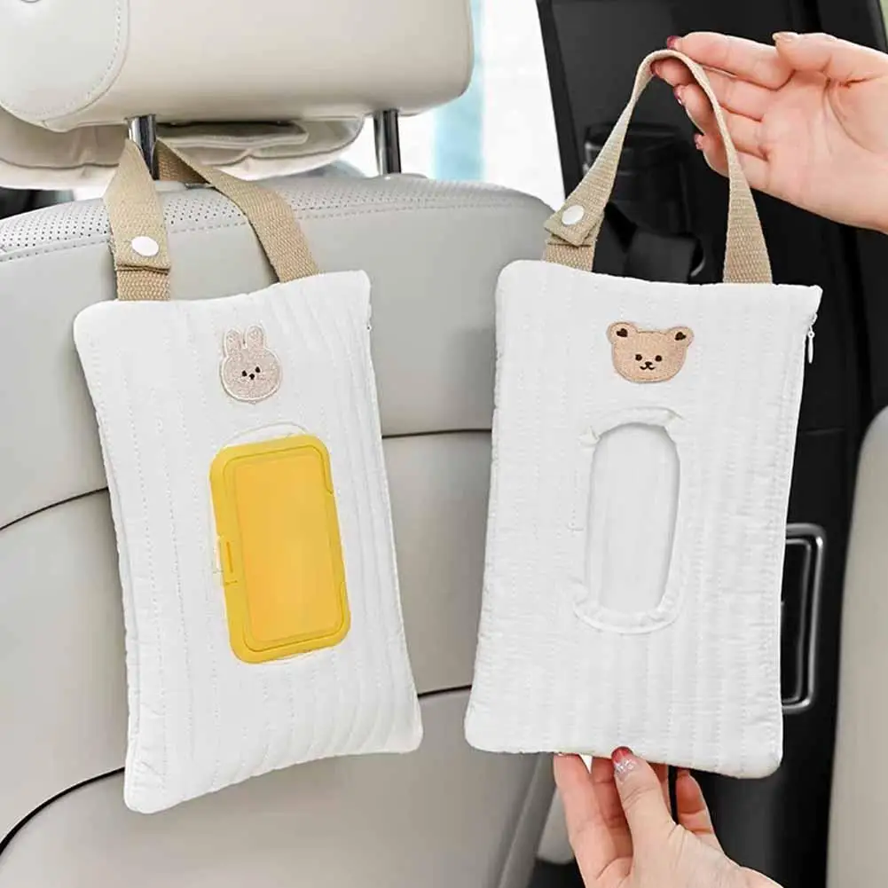 Cartoon Animal Flip Cover Tissue Box Wet Wipes Case Car Hanging Bag Paper Holder Storage Removable Napkin Storage Hanging Box
