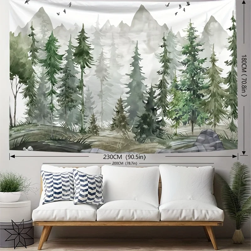 Forest Mountain Landscape Tapestry, Living Room, Bedroom, Office, Home Decoration, Room Decoration, Party Decoration