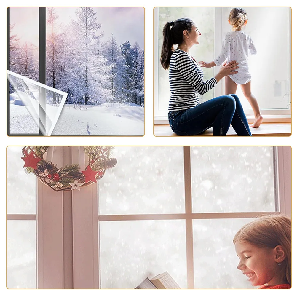 Insulation Window Film Windproof Transparent Adhesive Covering For Home Office Bedroom Kitchen Winter Protection Plastic