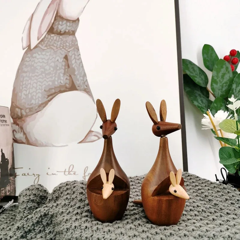 Handmade Teak Wood Kangaroo Decor Cute Animal Nursery Wall Art Kids Room Decoration Unique Wooden Gift for Children Home Decor