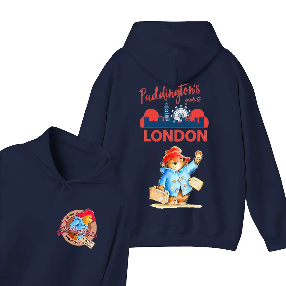 Толстовка с капюшоном Paddington Bear in London с графическим принтом унисекс и длинными рукавами, новые толстовки, пуловеры большого размера, толстовки