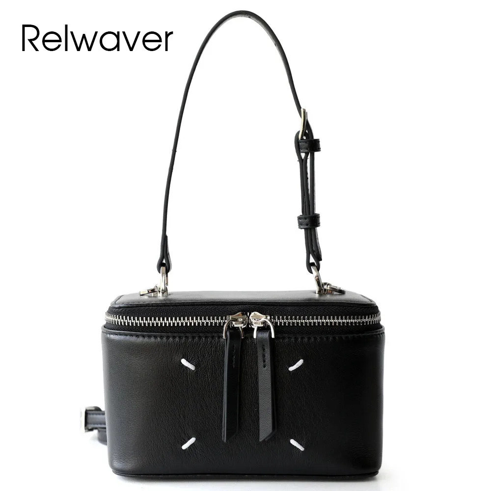 Relwaver women shoulder bag genuine leather handbag 2025 spring summer sheep skin box fashion versatile crossbody bags for women