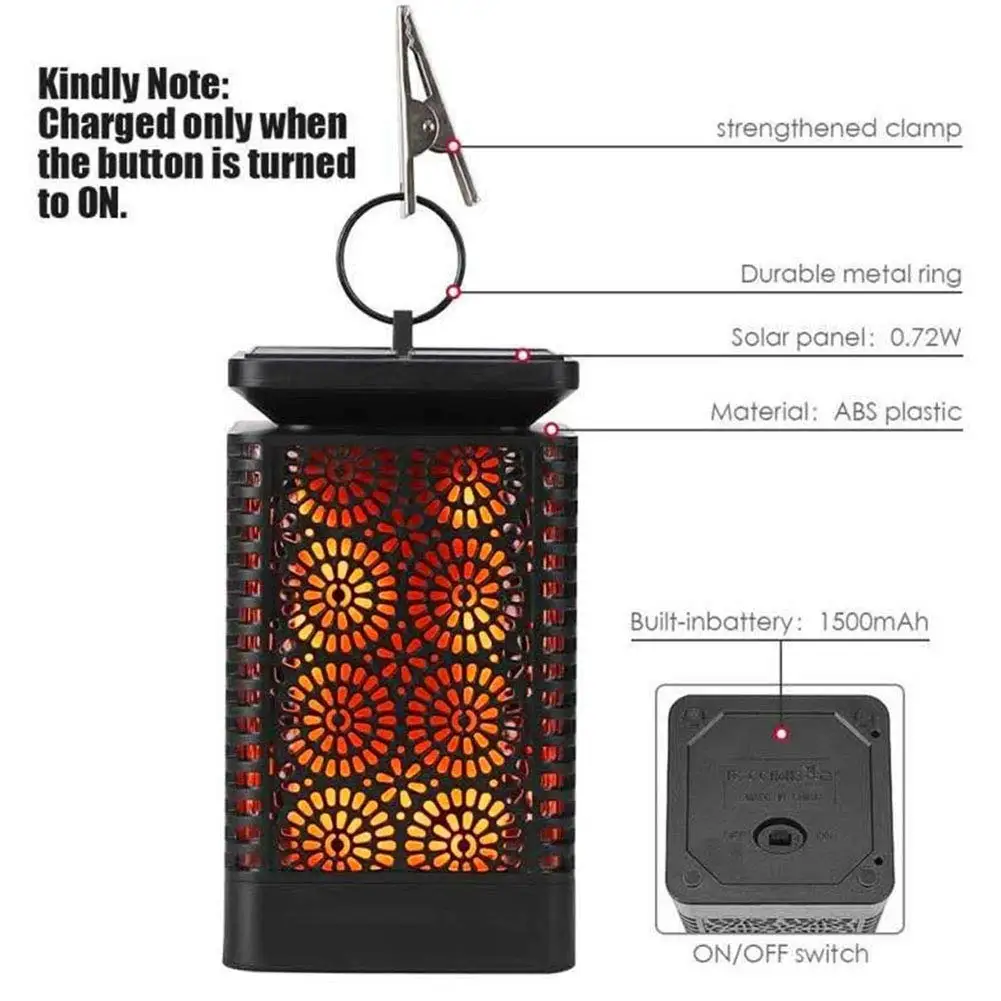 New year LED Outdoor Waterproof Solar Flame Light Garden Decorative Landscape Light Hanging Lamp