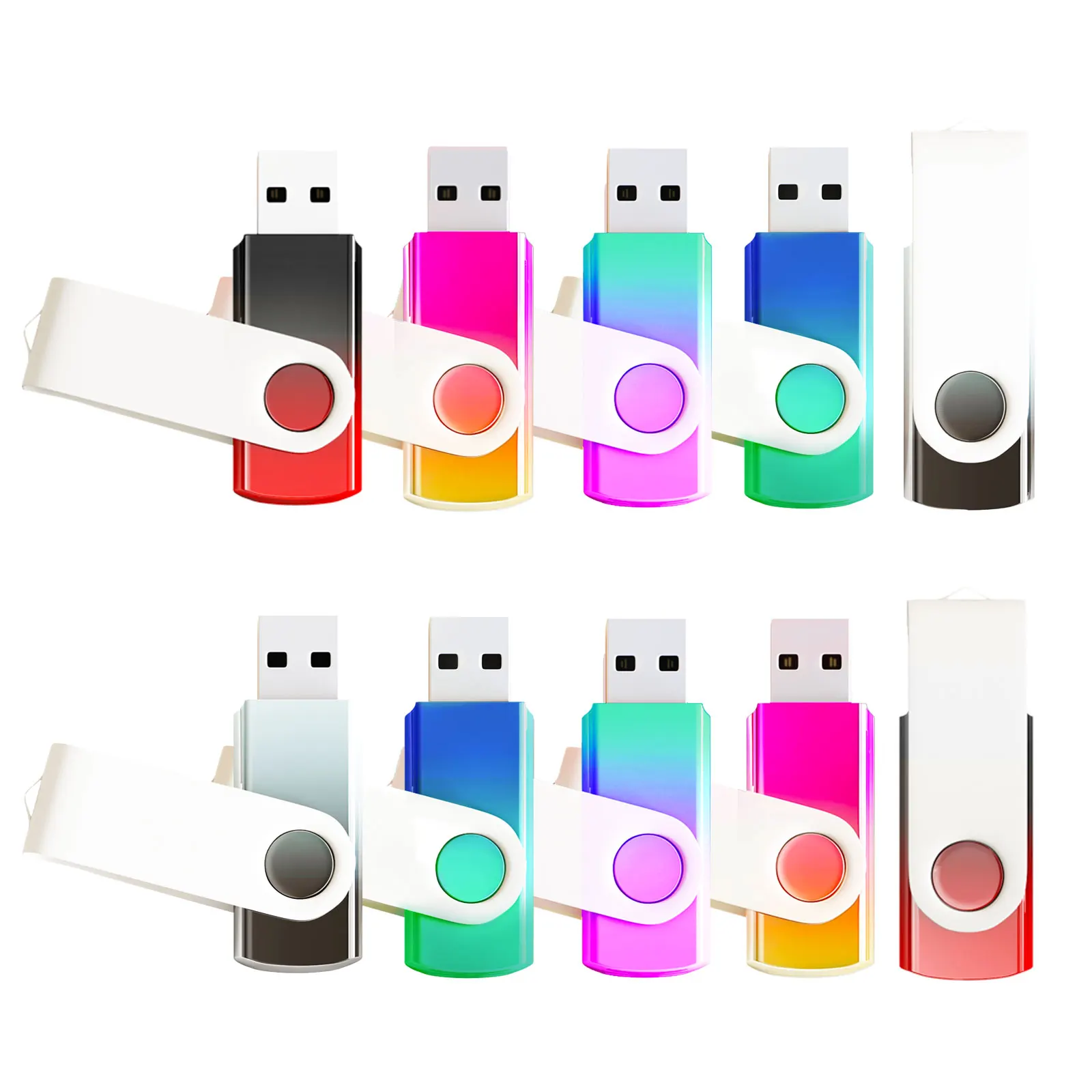 

10 упаковок флэш-накопителей USB 8 ГБ, градиентный цвет, USB 2,0, оптовая продажа, поворотный дизайн, флэш-накопитель для хранения данных