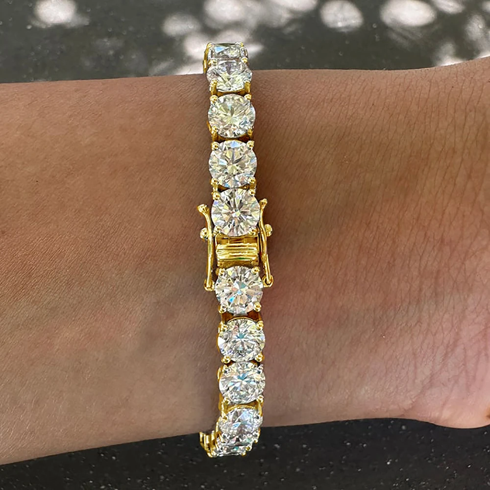 8 mm großes Moissanit-Diamant-Tennisarmband für Damen und Herren, S925-Silber vergoldet, Armreif aus 18 Karat Gelb/Weißgold, zertifizierte Zertifikate