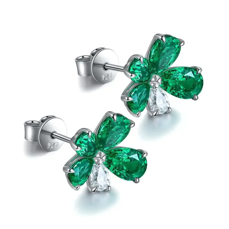 RUIF  S925 Silver 2024 New Fashion Lab Grown Emerald Earring  for Women Luxury Design Girls Party Jewelry Accessories