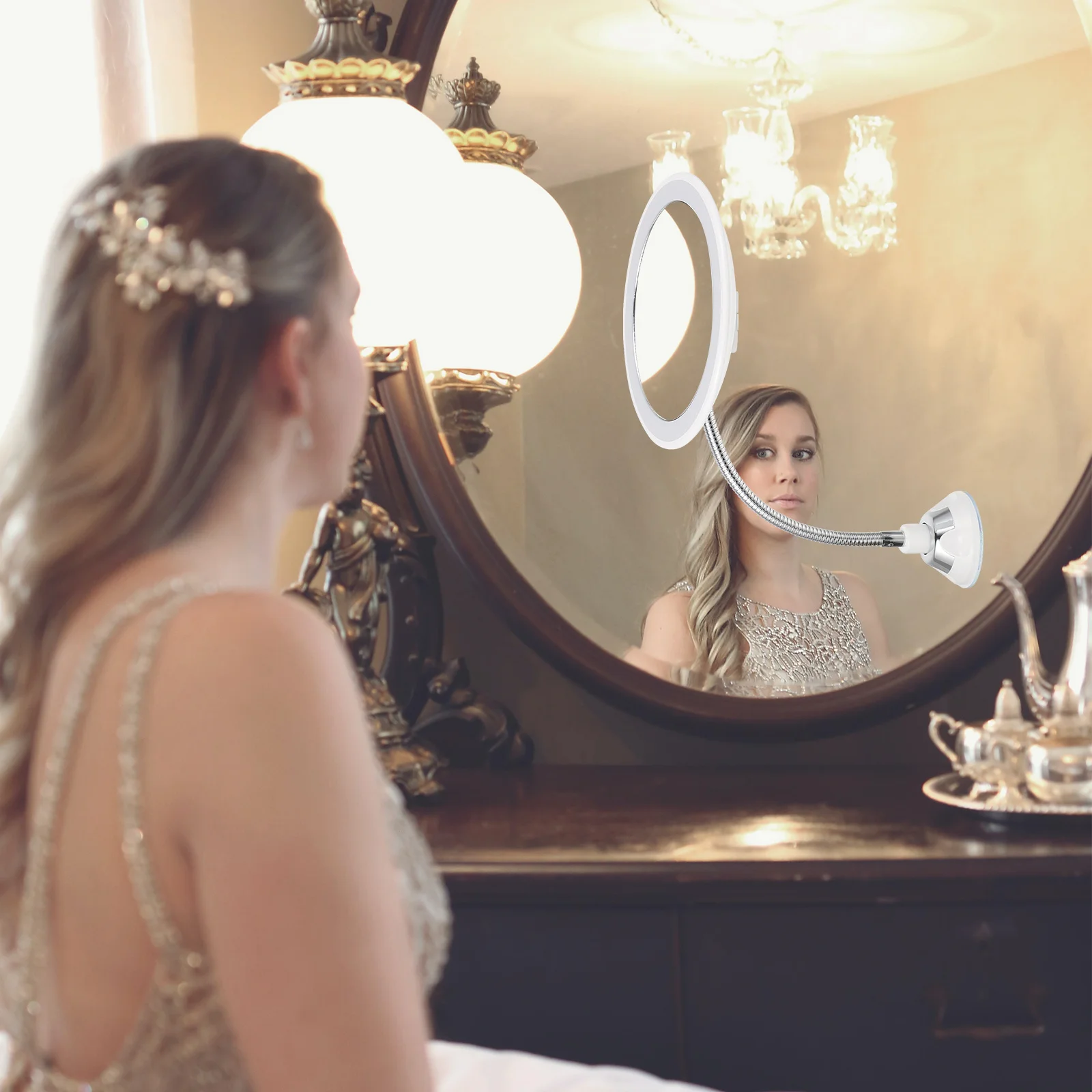 Espejo con ventosa de aumento 10x, giratorio de 360 grados, redondo, portátil para maquillaje y espejo de maquillaje de viaje, espejos de aumento