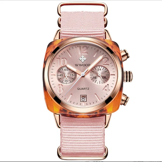 

Six Pin Watch Calendar Watch Fashionable Cloth Strap Watch for Women