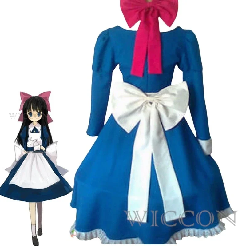 Anime Mad Father Aya Drevis Cosplay Costume Dress With Wig Maid Uniform Red Bow Headwear Halloween Uniform Outfit Custom Siz@0Z*