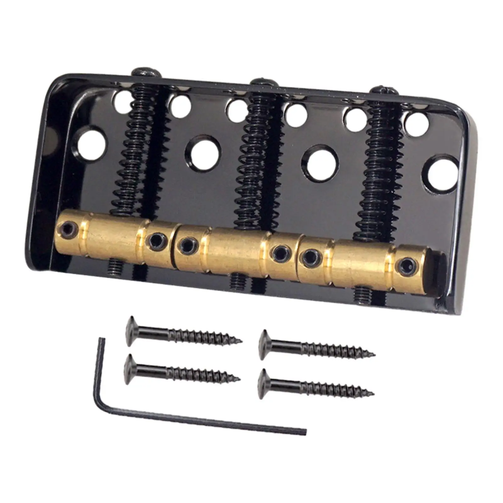 Bass Bridge Assembly with Brass Saddles Guitar Bridge for Bass Replacement