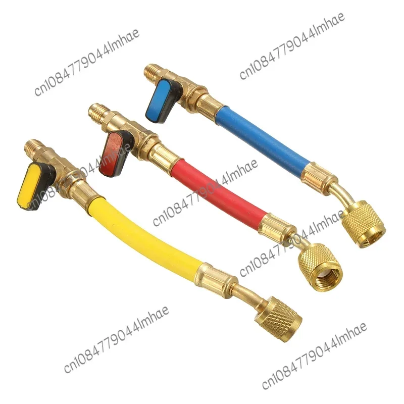 Automotive Air Conditioner Fluoride Ball Valve Short Pipe, High Pressure Hose Connector R22/R134A Liquid Refrigerant Pipe