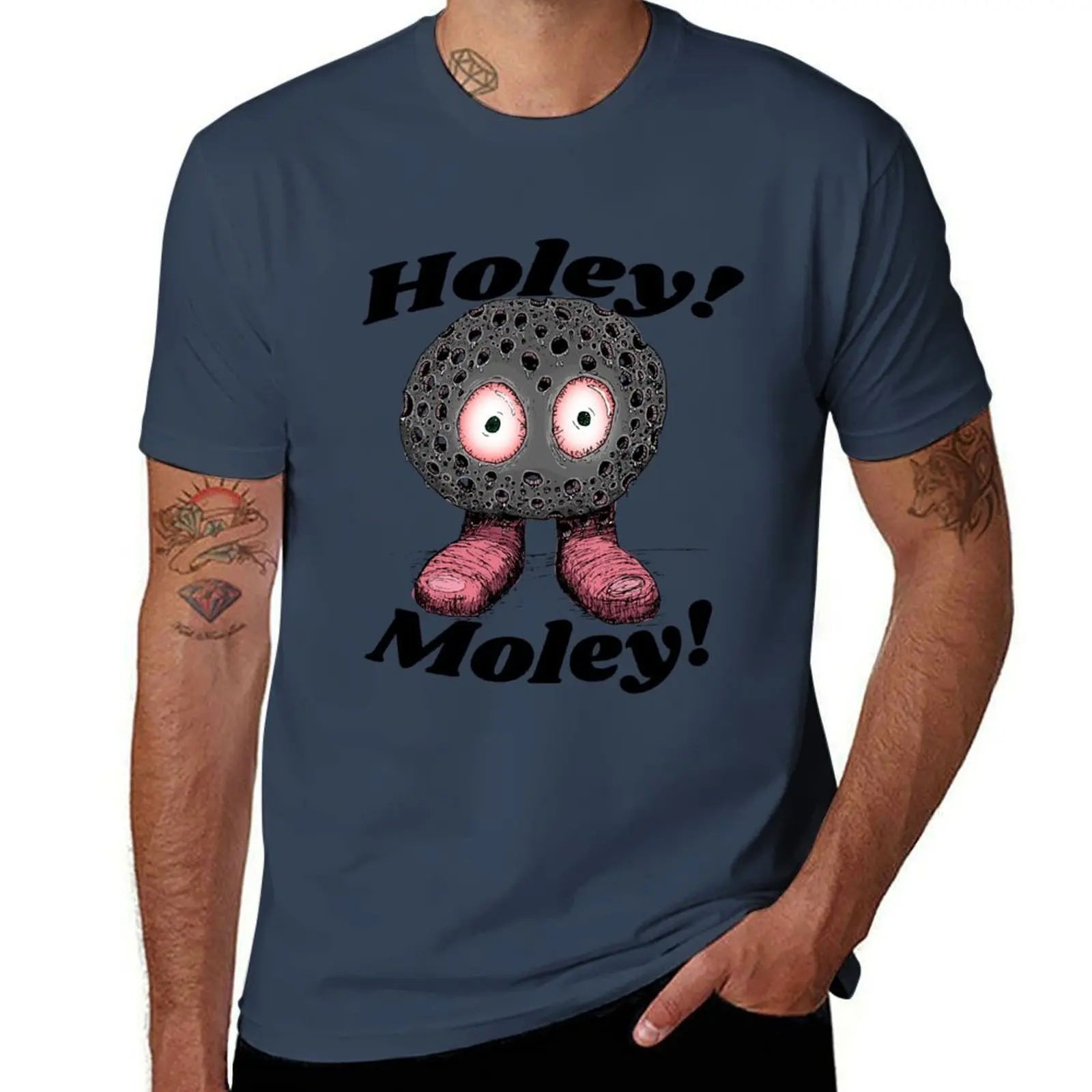 

Moley, Tangela Holey T-Shirt Classic Crew Neck Cotton T-Shirt