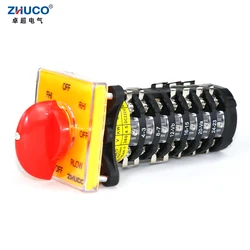 ZHUCO SZW25-64D/7 25A Forward And Reverse Fast And Slow Speed Multi-Position Milling Machine Universal Changeover Cam Switch