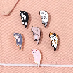 Hanging Cats Enamel Pins Custom Black White Orange Grey Kitten Brooches Lapel Badges Animal Jewelry Gift for Kids Friends