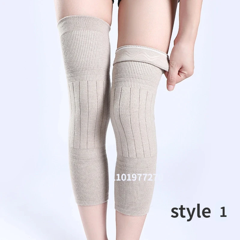 2PCS Winter Warm Wool Cashmere Leg Warmers Sleeves Thick Fleece Lined Knee Pads Brace Support Guard Protector Long Thermal Wraps