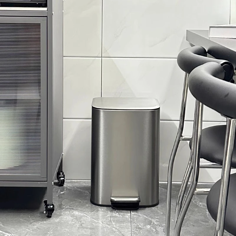 

Large Capacity Kitchen Trash Can Stainless Steel Office Waste Bin Simple Garbage Container for Home Living Room Pedal Dustbin