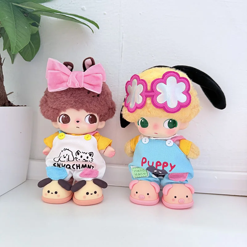 

DIMOO Labubu 1-го, 2-го, 3-го поколения, милый комплект одежды BFF, очки с бантом и цветами и красочные акценты для кукол 15/17 см