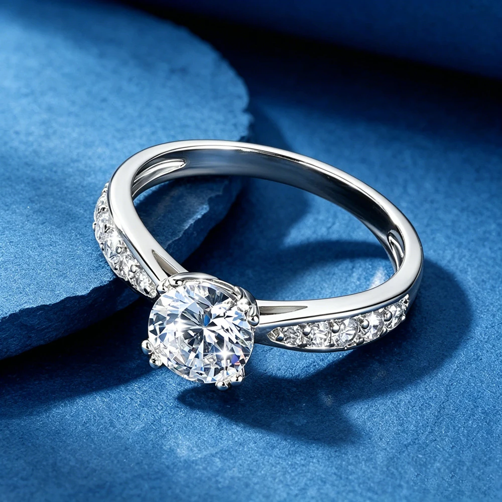 Lnkry Certified 1.0CT Moissanite Classic Engagement Ring 14K Gold Filled Brilliant Lab Diamond Wedding Ring Fine Jewely Gift