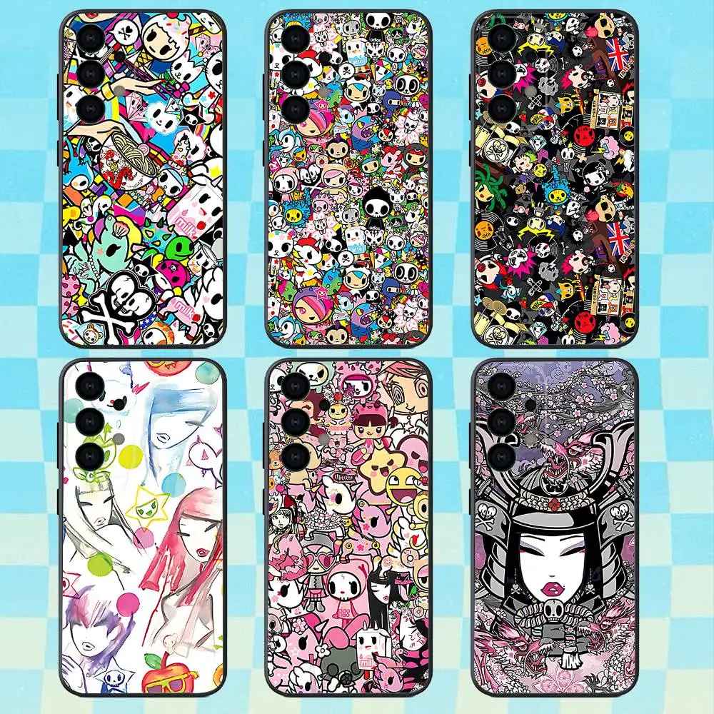 

Japan T-Tokidokis cartoon Phone Case For Samsung Galaxy A73,31,32,72,41,53,52,71,22,5G,Note,J7,8,9 Soft Black Cover