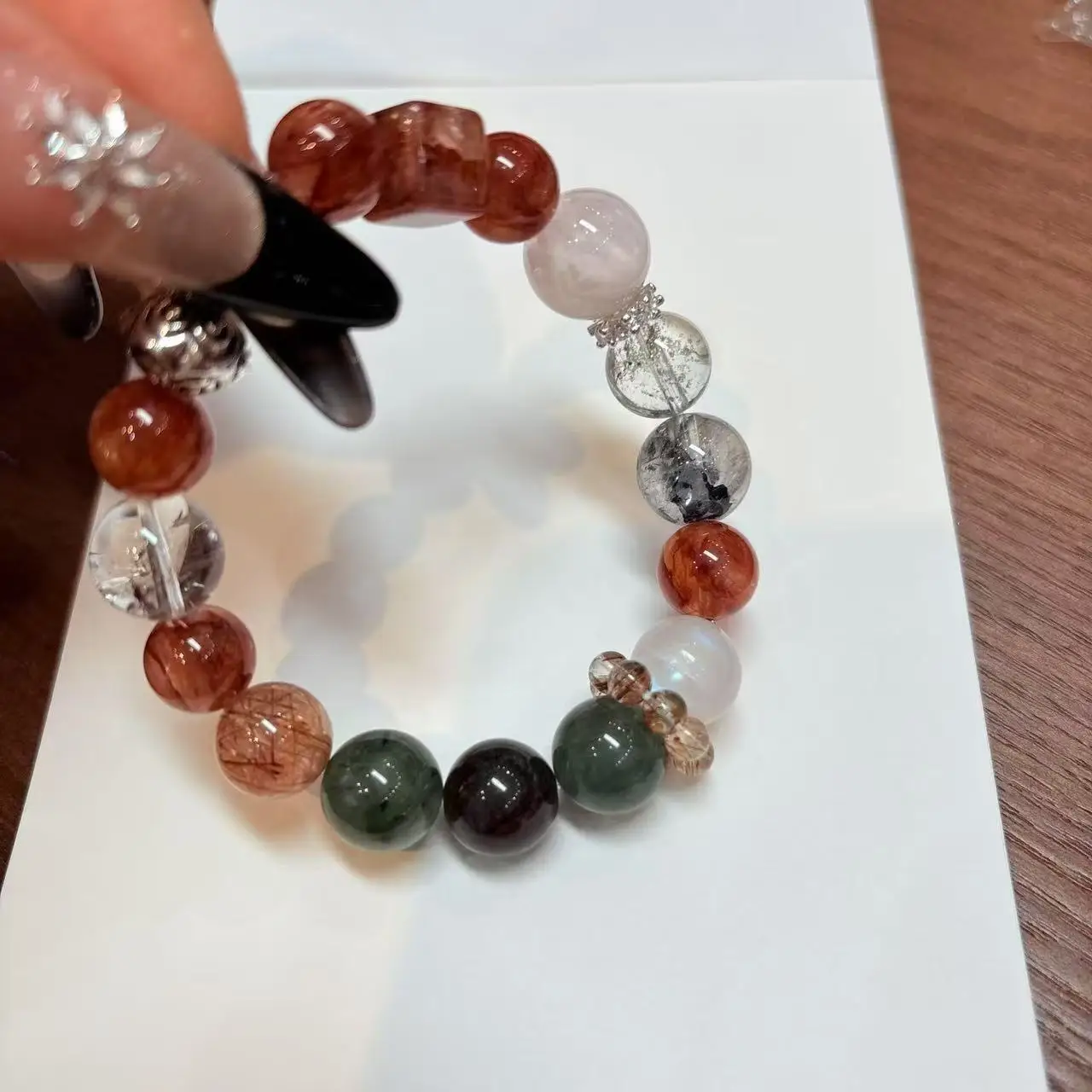 Natural Green Hair Crystal Black Gold Super, White Ghost, White Crystal Sugar Cube Bracelet, Women's Fashion Crystal Bracelet