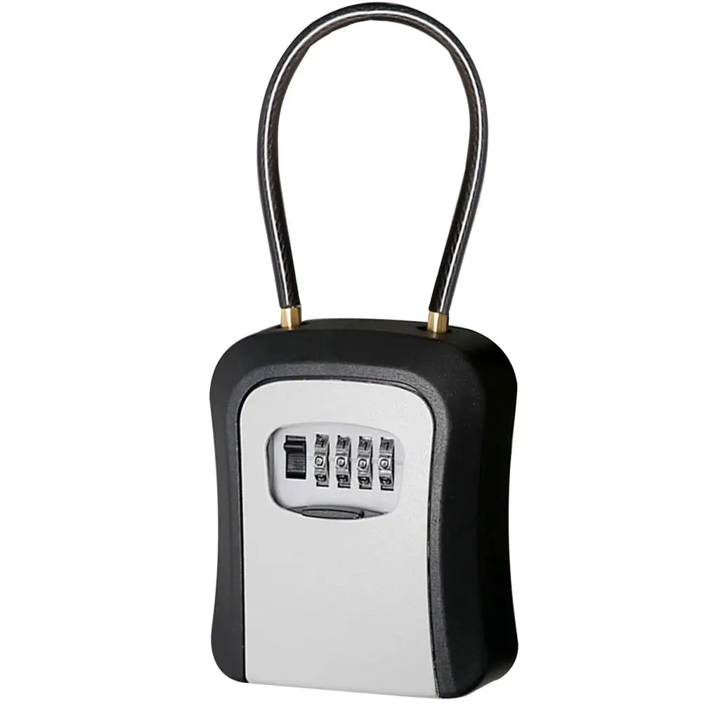 

Key Storage Box Outdoor Code Box House Keys Shock Resistant Metal 4 Reset Lock Emergency Pet Real Hanging Wall