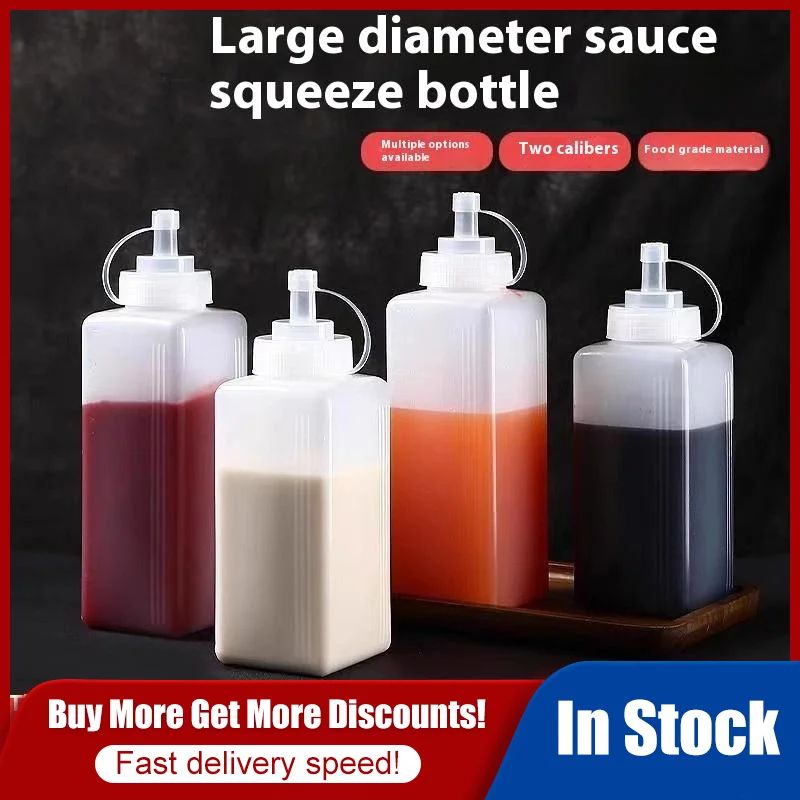 600/800/1000ML Squeeze Sauce Bottles Condiment Dispenser Large Mouth Dustproof Kitchen Seasoning Salad Sauce Olive Oil Bottle