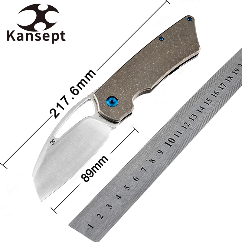 Kansept Goblin XL K1016A3 Folding Knife Satin CPM-S35VN Blade with Bronzed Anodized Titanium Handle Useful Camping Knife for EDC