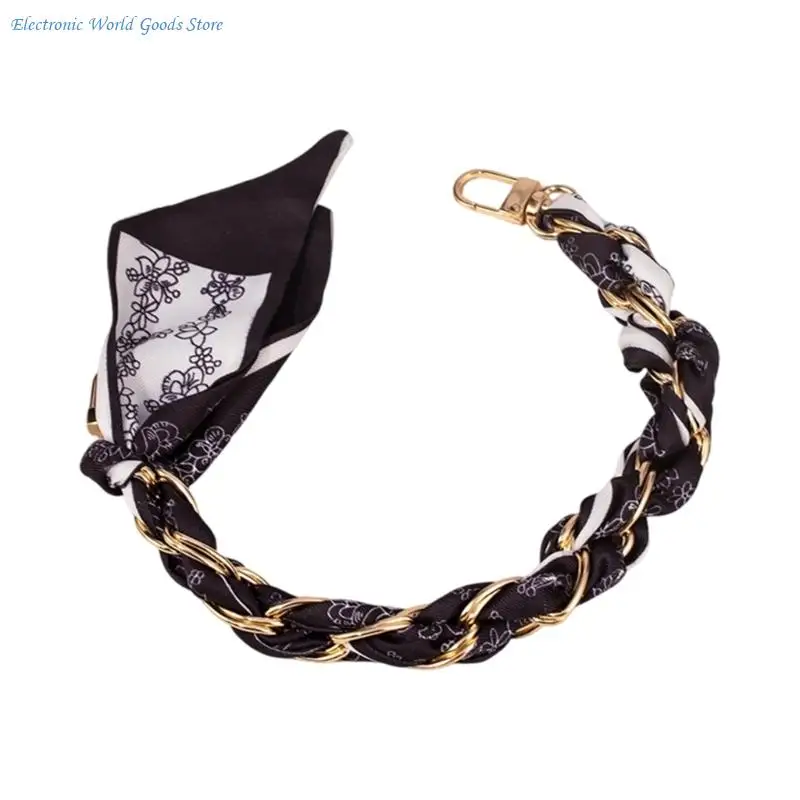 A3PD Easy Carry 32cm Short Phone Lanyard Wrist Strap Classical Metal Braided Chain Lanyard for Daily Use Double Buckle Security
