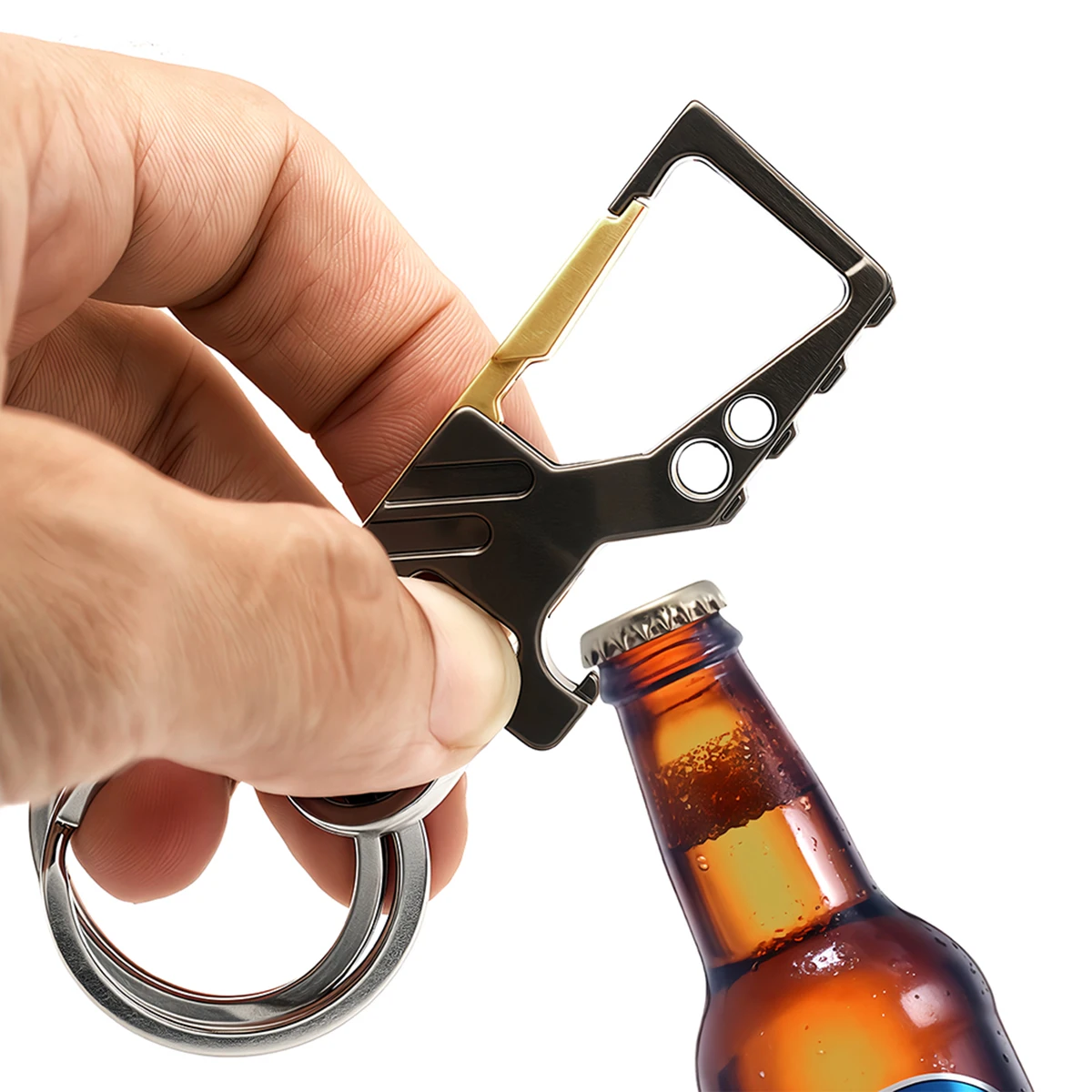 Multifunktionaler Herren-Schlüsselanhänger aus Metall mit Gürtelclip, Anti-Verlust-Schnalle, Schlüsselring-Zubehör, Auto-Schlüsselanhänger mit Flaschenöffner – Detail 4