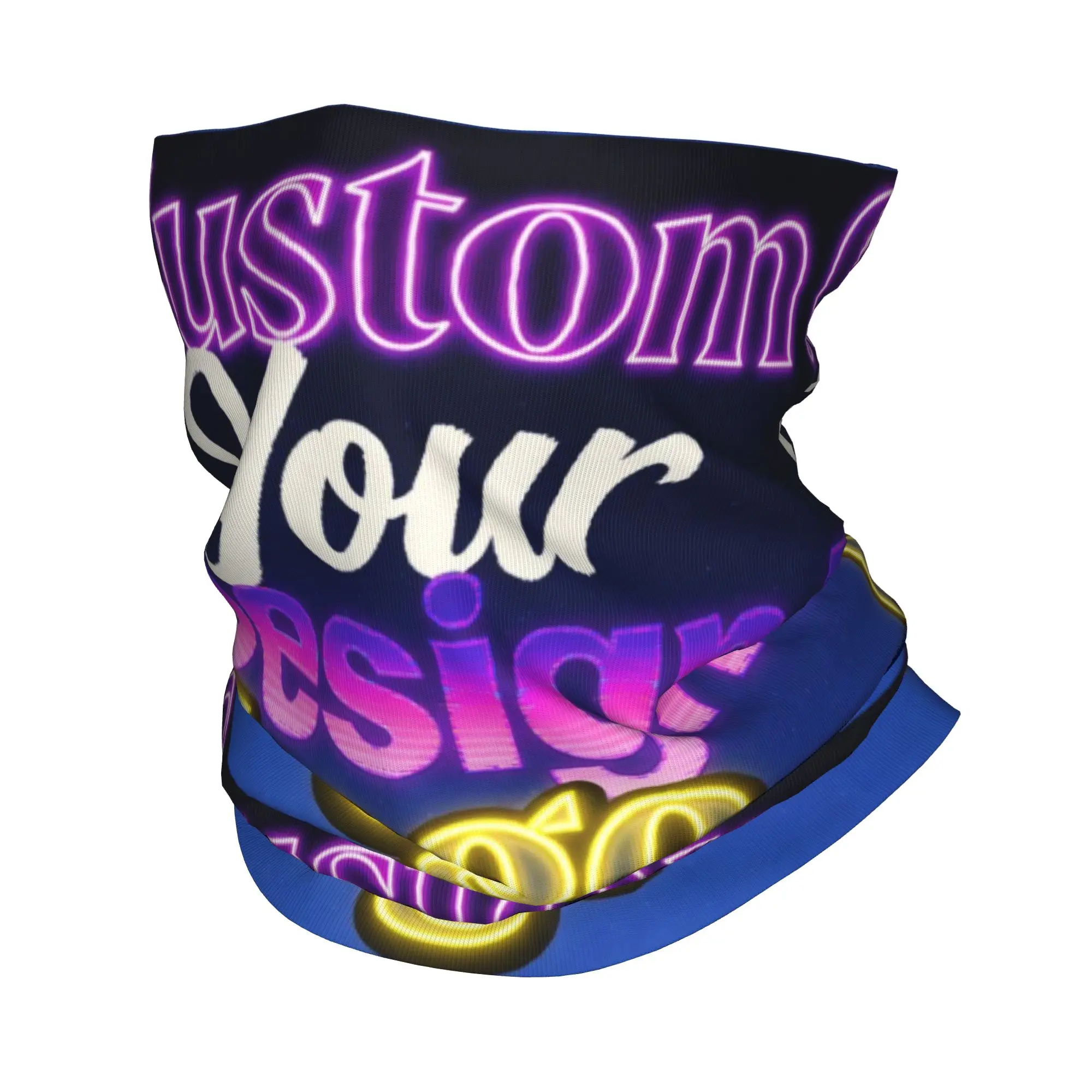 Custom Custom Your Design Logo Bandana Neck Warmer Women Men Winter Ski Tube Scarf Gaiter  Photo Name Face Cover