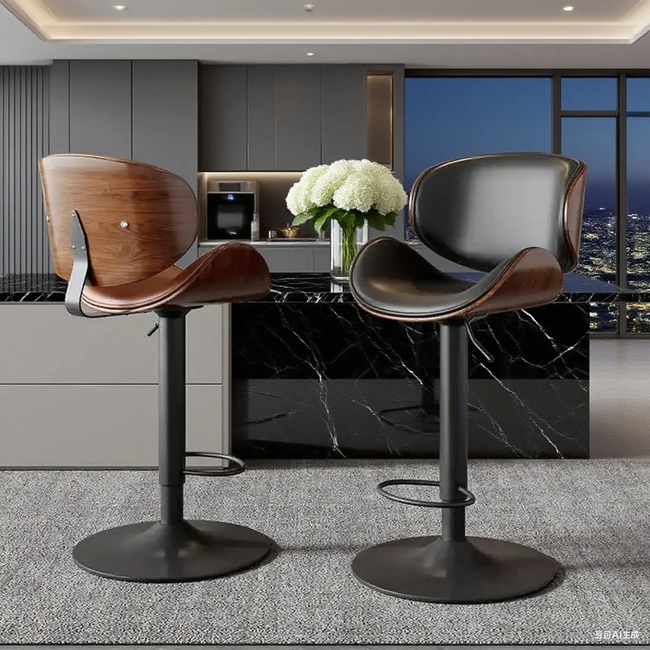 Modern Metal Iron Bar Stool Lift Back High Stool Home Island High Stool Front Desk Chair Conference Room Reception High Stools