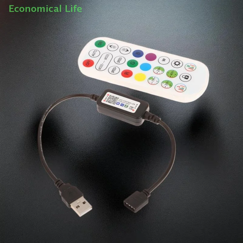 Mini Bluetooth Controller LED Strip Light Connector Set, Ideal for 5V-24V DC USB.