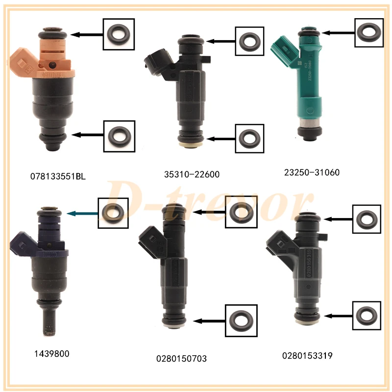 100 peças anel de vedação orings borracha 7.52*3.53*14.58mm para kits de reparação injector combustível para audi bmw ford bosch injector combustível