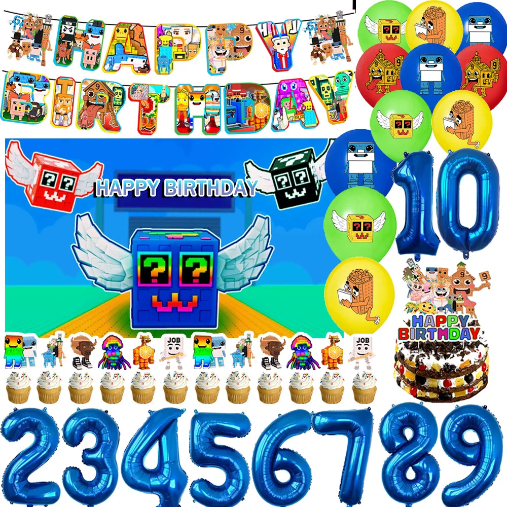 

S-Steal n Catch The Brainrot Birthday Party Decoration Number Balloons Cake Topper Popular Game Background Banner Party Supplies